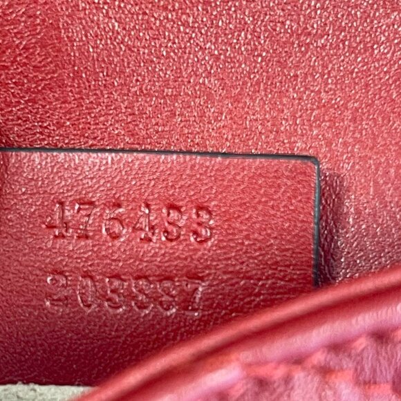 Gucci Calfskin Matelasse Super Mini GG Marmont Shoulder Bag - Red - Preowned - Picture 10 of 10